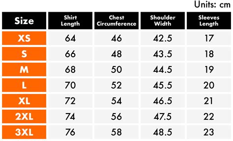 Givenchy size chart shirt